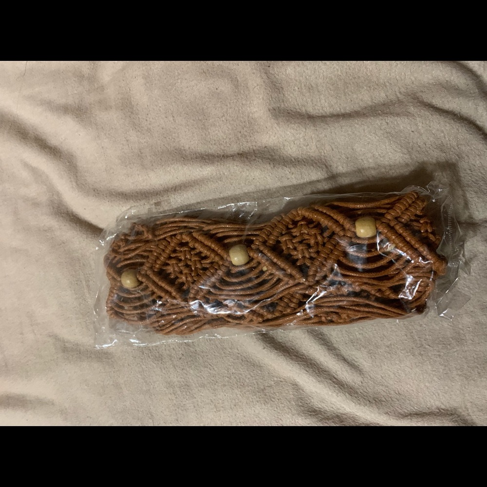 Brown beaded braided belt